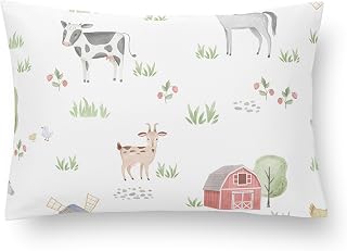 Sweet Jojo Designs Farm Animals Boy Girl Unisex/Gender Neutral Mini Pillow with Pillowcase Toddler Neck Airplane Travel Essentials Small 12 x 8 in Must Haves Tiny Sleeping Pet Kid Watercolor Farmhouse