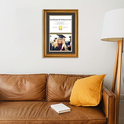 Miniatura 3 de Space Art Deco, Marcos de fotos dobles de 14 x 20 pulgadas para dos certificados, documentos y títulos universitarios de 8.5 x 11 pulgadas, montaje