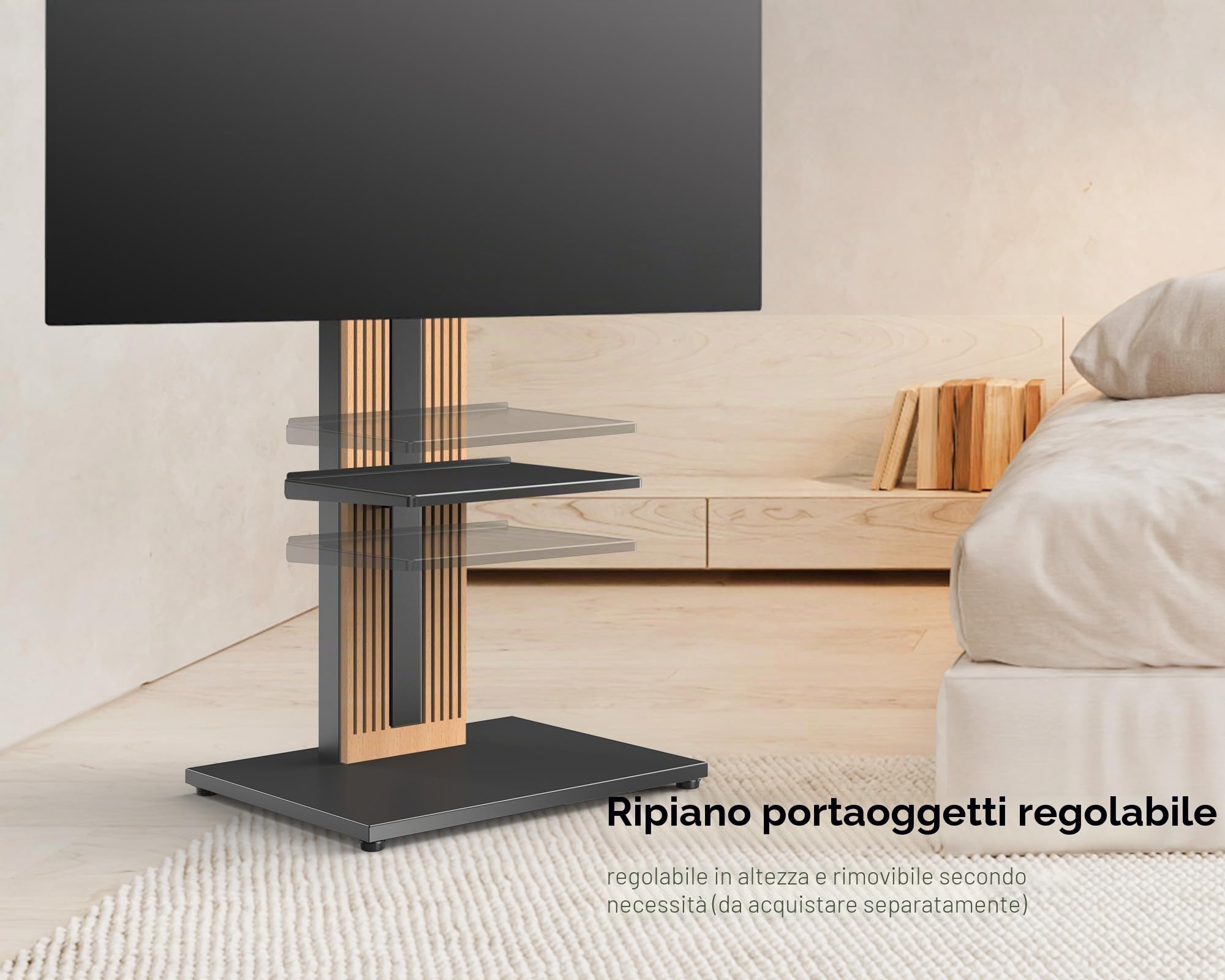 FITUEYES Supporto TV da Pavimento per 32" - 65" Regolazione Angolo ± 30° Porta TV da Terra Mobile Portata Massima 40 kg Massimo VESA 400 * 400mm Serie ZEN