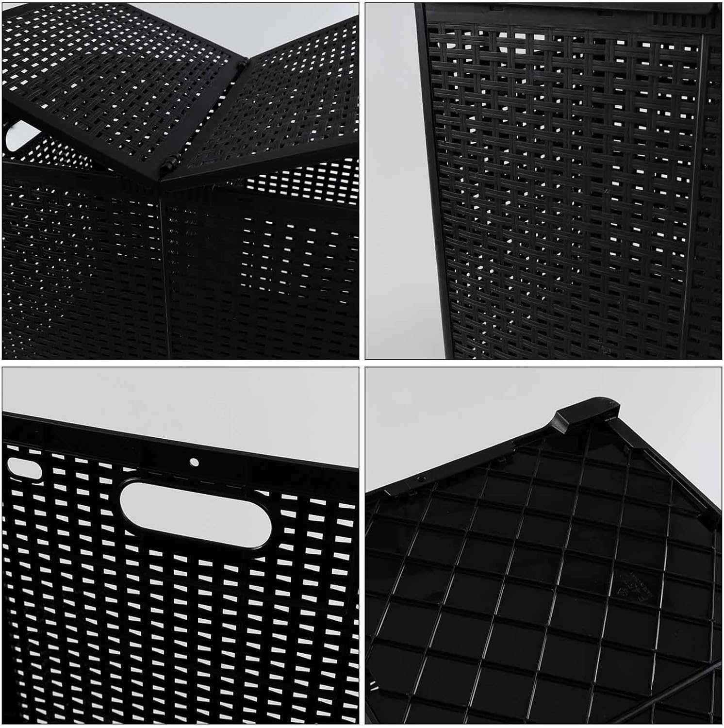 Bringer 1 Pack Double Plastic Laundry Hamper, Collapsible Laundry Basket with Lids, Black