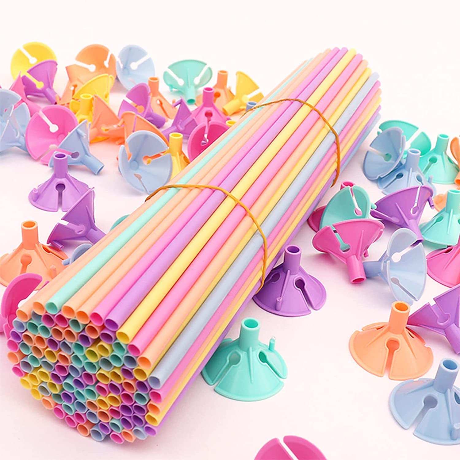 100 Pcs Reusable Balloon Sticks,Reusable Thicken Balloon Rods with Cups for Wedding, Birthday, Holidays, Anniversary Party Decorations Supplies (maron)