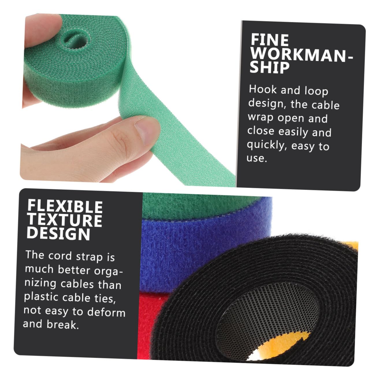 Gadpiparty 20rollen Selbstklebende Kabelbinder Aus Klett Robuste Kabelorganizer Für Desktop Usb-kabel Und Geräte Wiederverwendbare Verstellbare Kabelstrips Und Jeweils