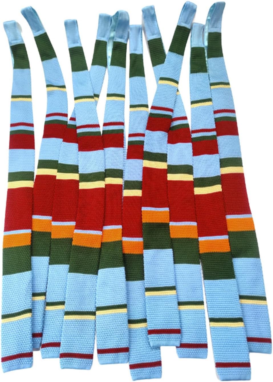 Knitted Tie Necktie Colorful Striped Pattern Sport Casual Tie Narrow Necktie for Business and Casual Wear
