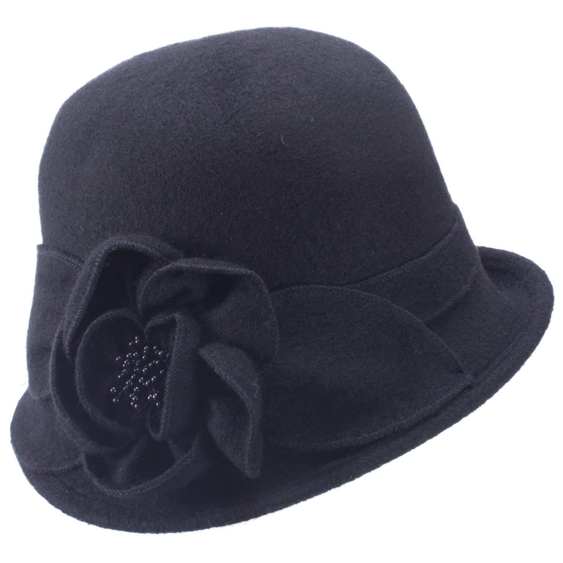 Lawliet Women Vintage Style Asymmetrical Brim Casual Cloche Bucket Wool Winter Hat T492