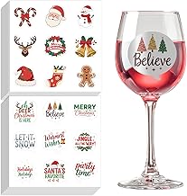 GLOBLELAND 16 Sheets 144 Pcs Glass Drink Markers Wine Stickers for Glasses Self-adhesive Wine Stickers for Tasting Party BBQ Wedding