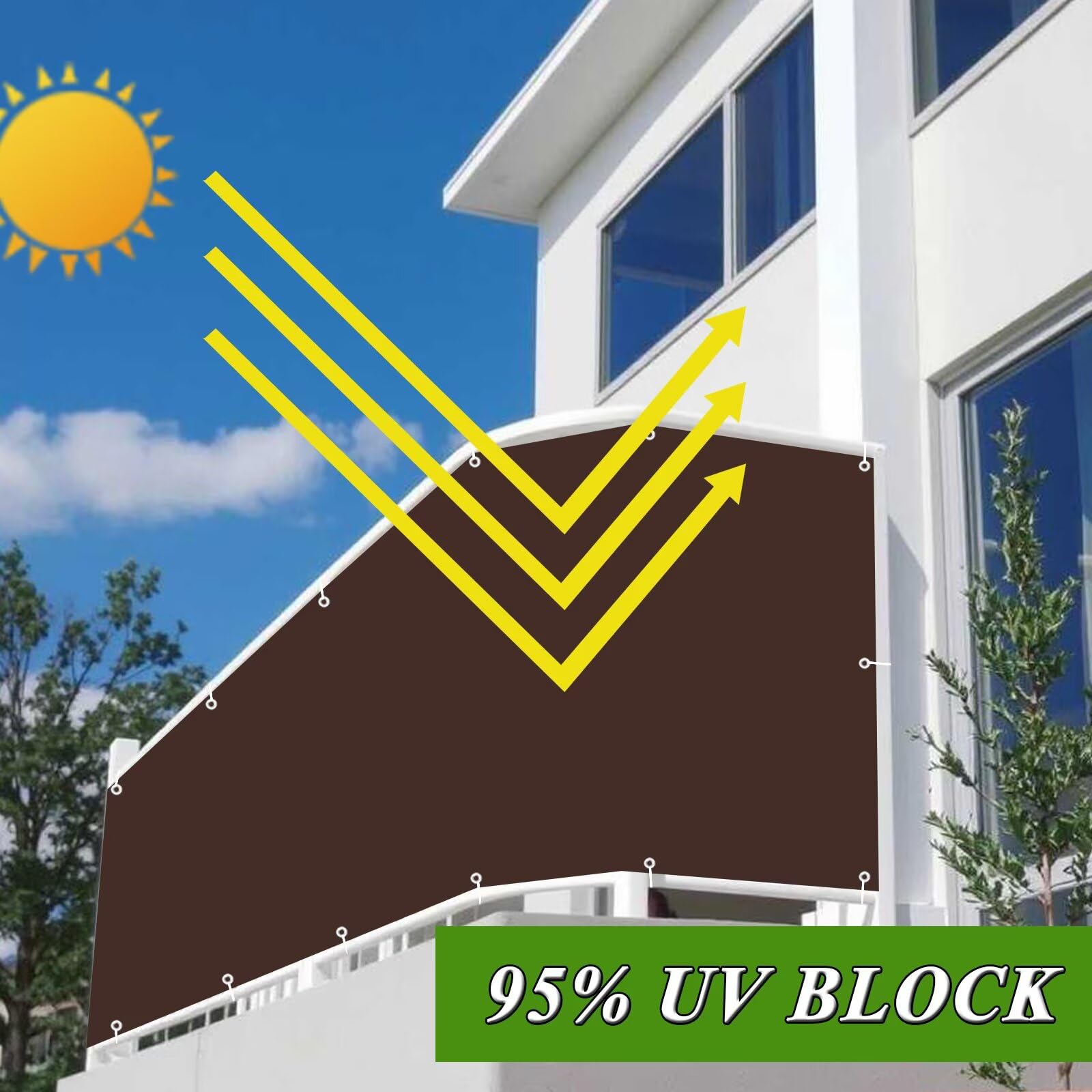 Frangivisto Balcone Impermeabile Rettangolare Protezione UV Marrone 0.7x10m