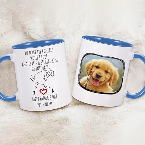 Miniatura 5 de Tazas de perro personalizadas, taza de foto personalizada de perro, divertida taza con texto en inglés We Make Eye Contact When I Poop para amantes