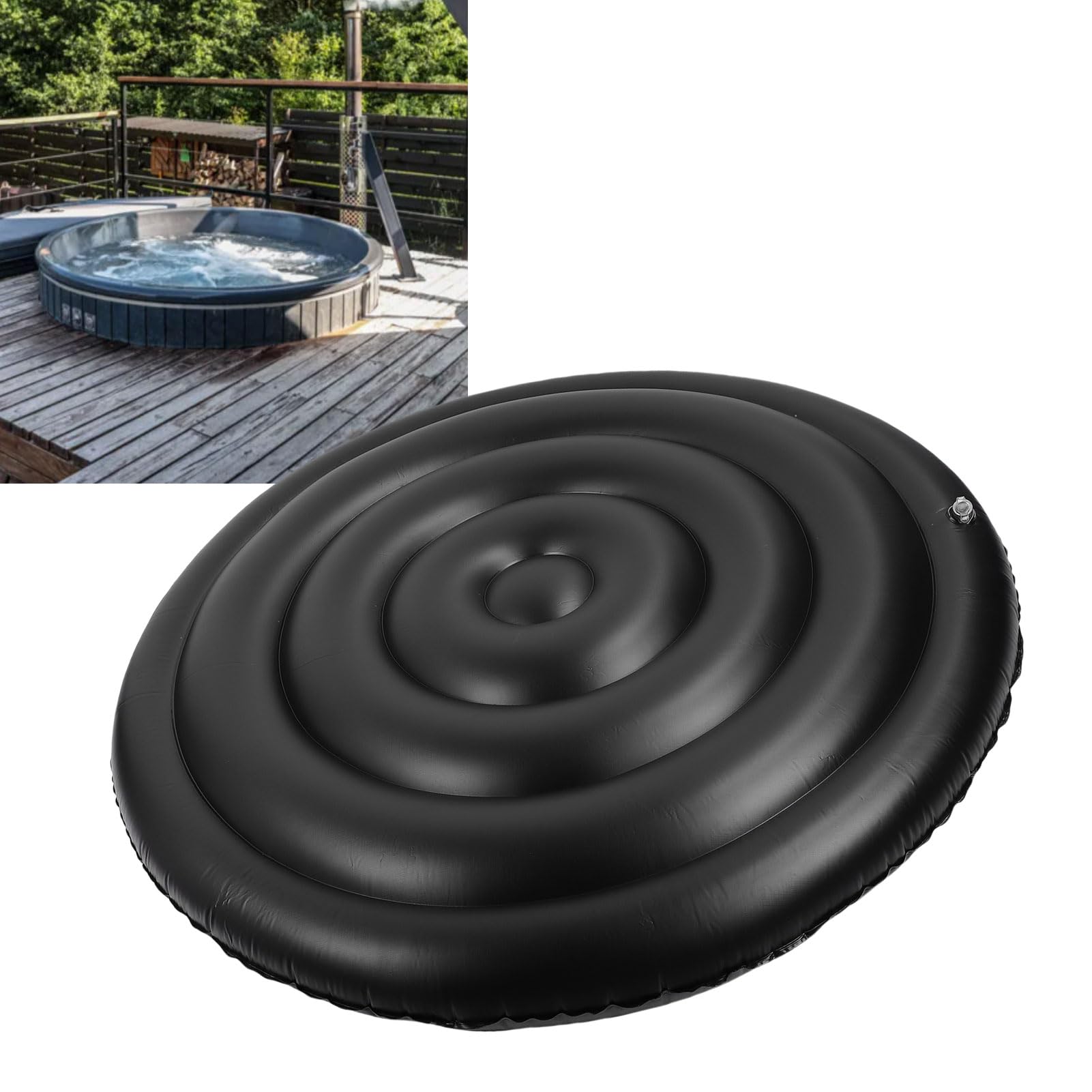 Alomejor Alomejor Nadmuchiwana Osłona Wanny z Hydromasażem, materiał PVC, Osłona Przeciwpyłowa i Przeciwdeszczowa z funkcją Zatrzymywania Ciepła, do Okrągłych Basenów Spa o średnicy od 50,4 Cala do