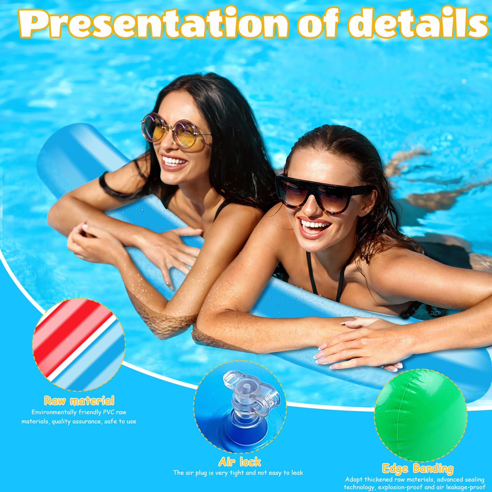 4 Stück Super Langer Schwimmnudel Poolnudel, 150cm Schwimmnudel Float Spielzeug, Aufblasbarer Nudelschwimmer, Schwimmstange Pool Für Kinder und Erwachsene Schwimmbad oder Aquasport