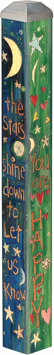 Studio M Stars Shine Down 16" Mini Art Pole Small Decorative Indoor/Outdoor Garden Post, Great Gift, Stake Included for Easy Installation, No Digging - Made in The USA