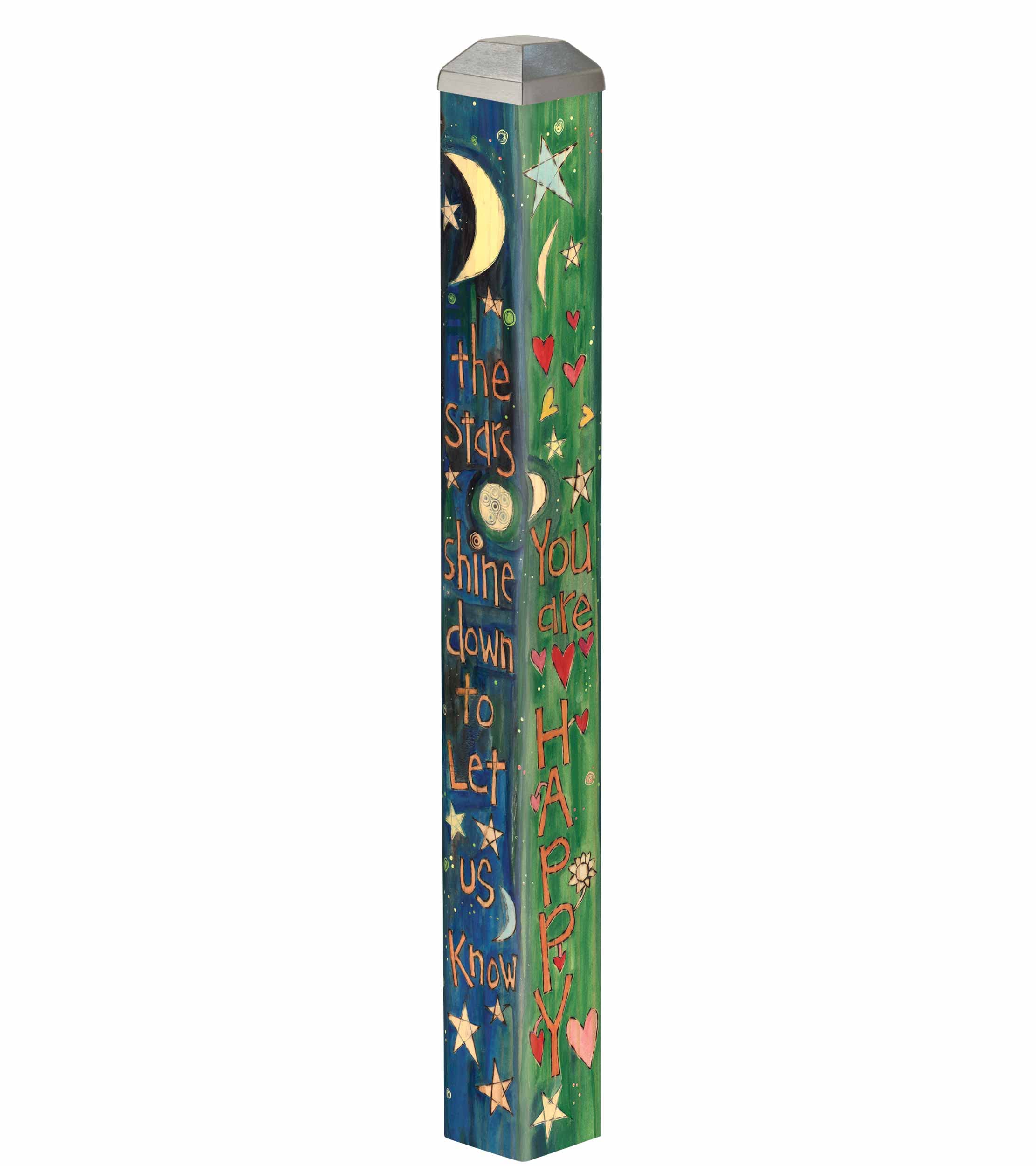 Studio M Stars Shine Down 16" Mini Art Pole Small Decorative Indoor/Outdoor Garden Post, Great Gift, Stake Included for Easy Installation, No Digging - Made in The USA