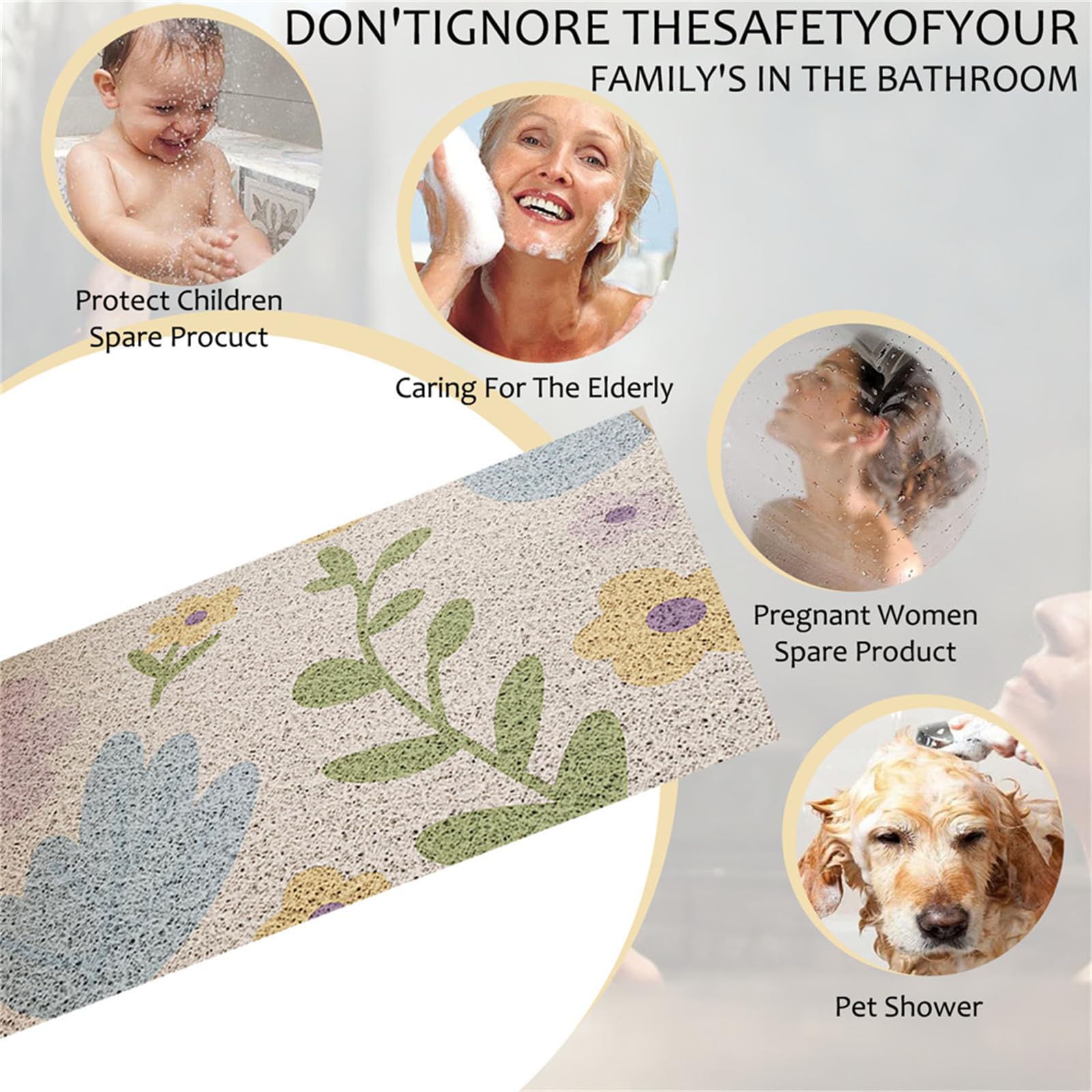 Mateju Duschmatte rutschfest, PVC-Luffa Duschmatte Schnell Trocknend Weich Komfort Sicherheits Badematte Antirutschmatte Dusche für Badewanne und Nassbereiche (Bunte Punkte,120x120cm)
