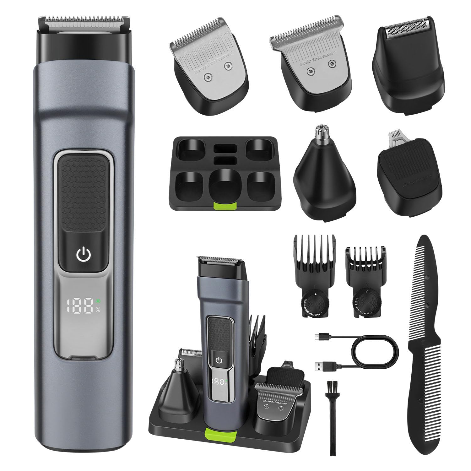 5 in 1 Hair Clippers Adjustable Beard Trimmer for Men Professional Cordless Barber Clippers and Trimmers Set Hair