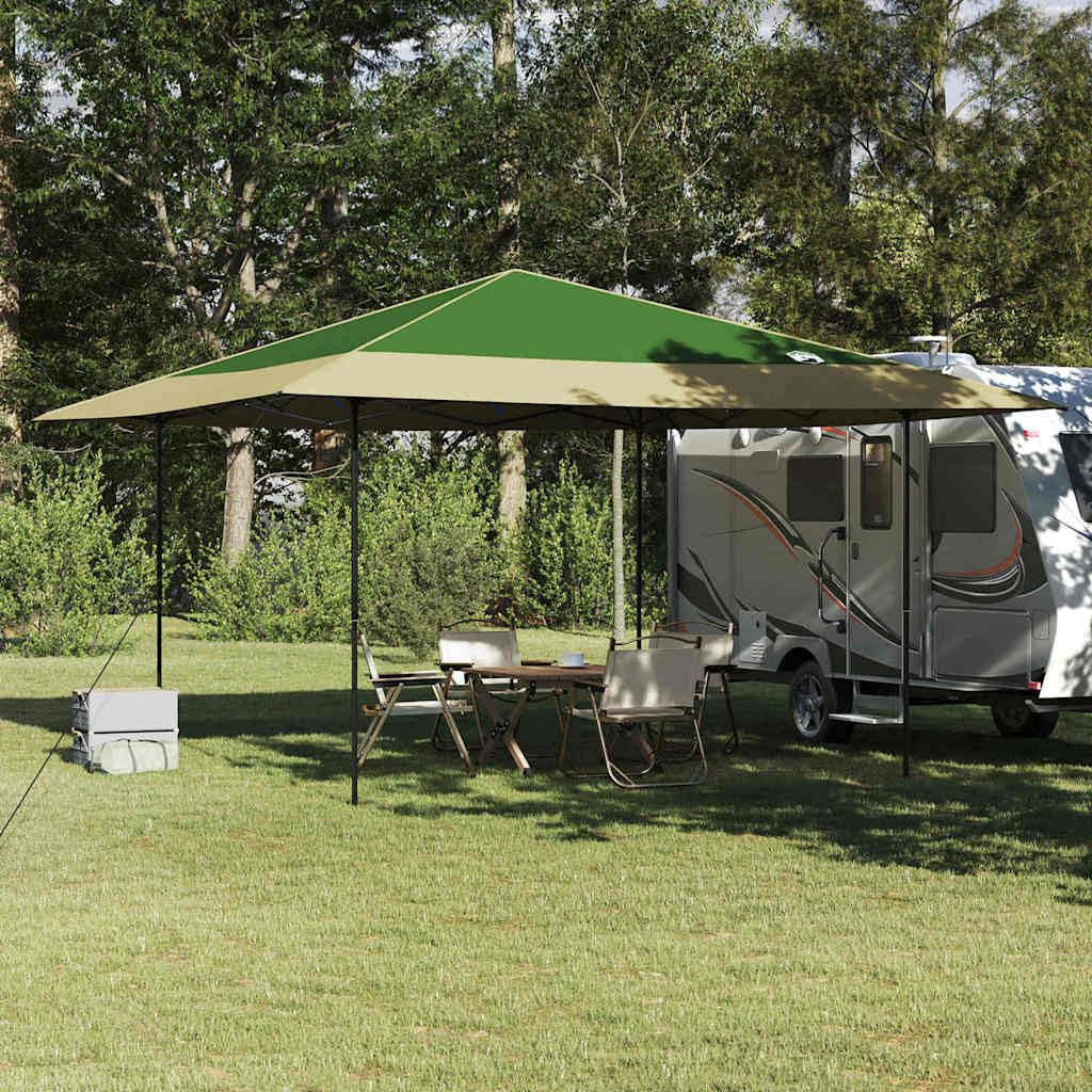 Mangloder Pavillon-Zelt Grün 395 x 395 x 251 cm Stoff Pop-up Faltpavillon mit Stahlrahmen für Garten Terrasse Outdoor Camping Partyzelt mit wasserdichtem Dach und Sonnenschutz