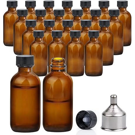 2 oz Amber Glass Jars with Lids - 24 Pack