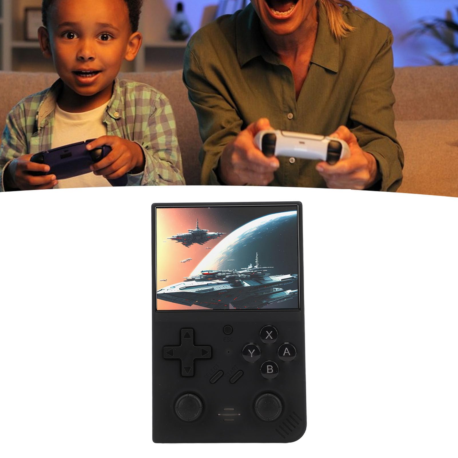 Przenośna Retro Ręczna Konsola do Gry, 640x480 3,5 Cala IPS Screen Odporna na Wideo Konsola do Gry 3000 MAh dla Wnętrza (BLACK)