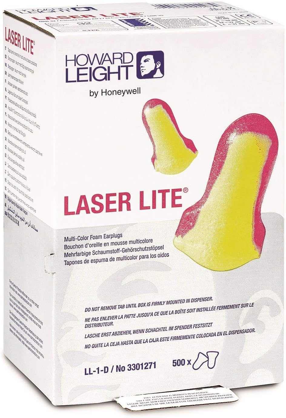 50 Pairs Howard Leight LL-1 Laser Lite Uncorded Ear Plugs in Polybag NRR 32 - Individually packed in Pairs in sealed plastic bag