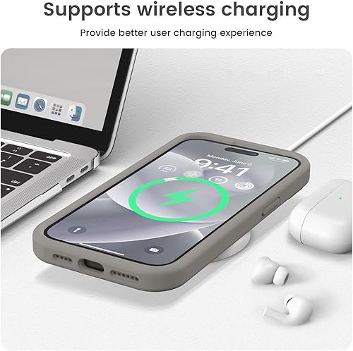 Miniatura 7 de Vooii Funda de silicona compatible con iPhone 15 Pro (titanio natural)