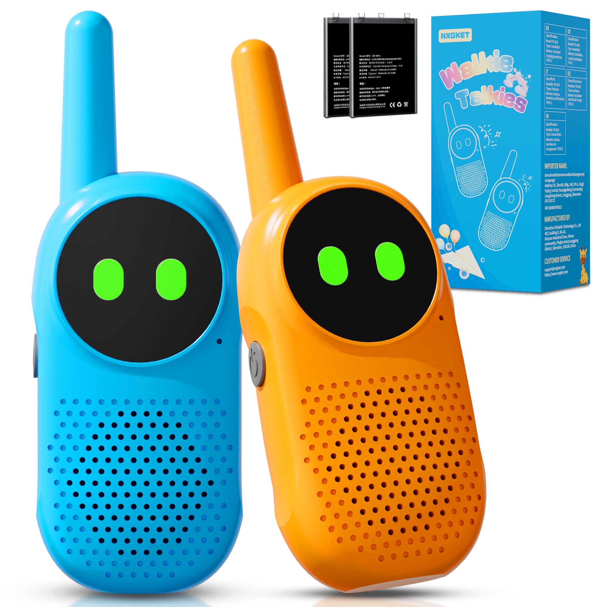 Walkie Talkie Kinder ab 3 4 5 6 7 8 Jahre, NXGKET 2er Set Aufladbar Walkie Talkies, Funkgerät Radio Walki Talki, Spielzeug Geschenke für 3–12 Jährige Junge Mädchen zum Geburtstag Weihnachten Ostern — image 1