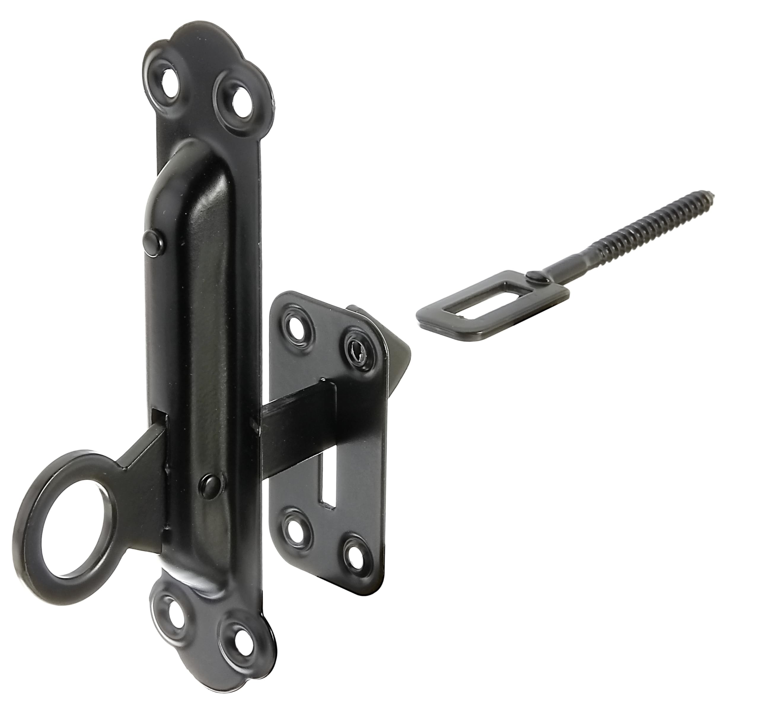 Alberts 864187 Arrêt de volet | avec platine de fixation | en noir | 150 x 38 mm | kit de 10