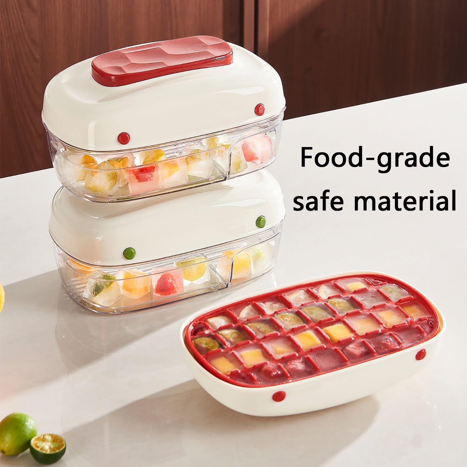Moldes Helados, Molde para Helados, con Tapa | Fáciles de Limpiar, Desmoldado Rápido, para Uso en Casa, Bar, Cocina y Refrigerador(Red)