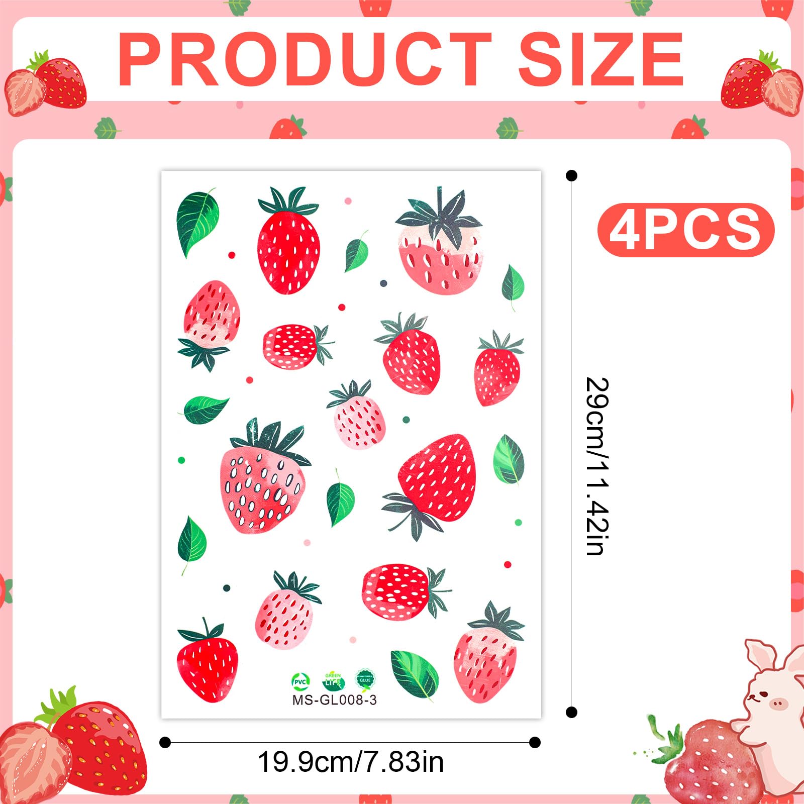 4 Sheets Strawberry Wall Decal - Image 2