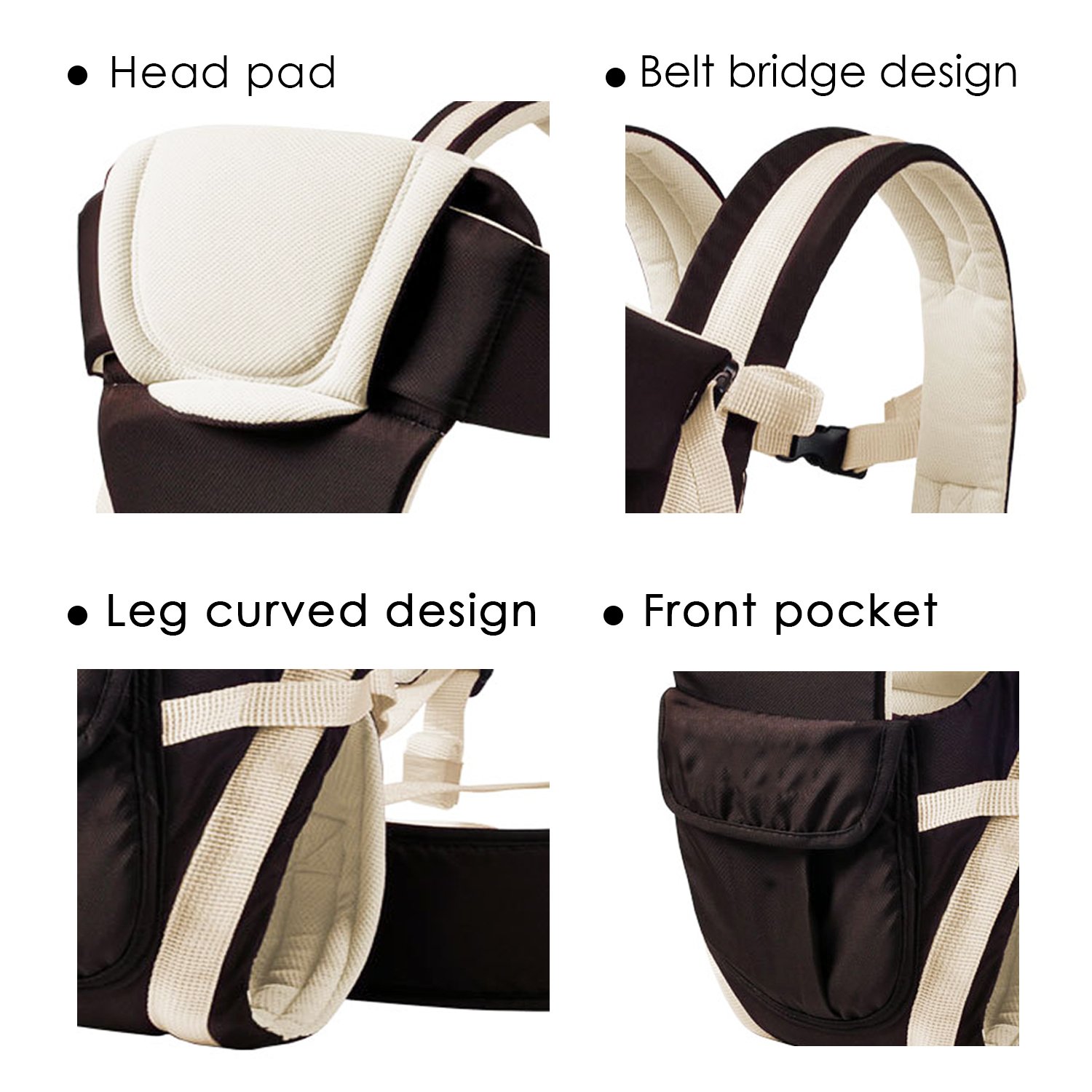 SONARIN All Season réglable 4 positions Poste de porte-bébé avec courroie variable et fond de panier amovible, ergonomique,taille libre,adapté à la croissance de votre enfant(Kaki)