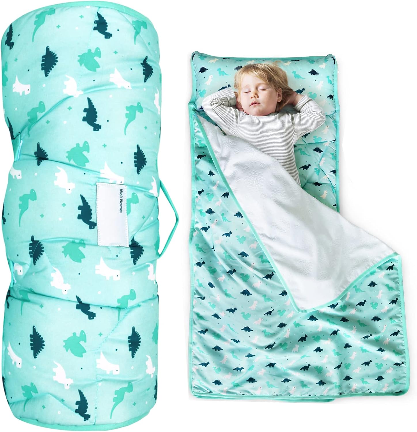 Toddler Nap Mat with Pillow and Blanket 50" x 21" x 1.5", Nap Mat for