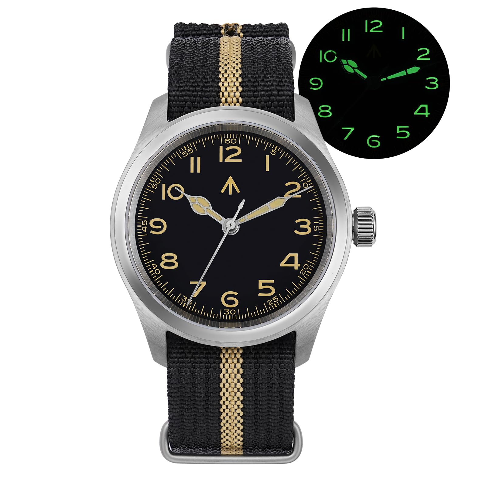 TACTICAL FROG Militado Quarzuhr für Herren, Uhrwerk VH31 ML08, Double Domed Sapphire C3, Leuchtend, 100 m, wasserdicht, Vintage