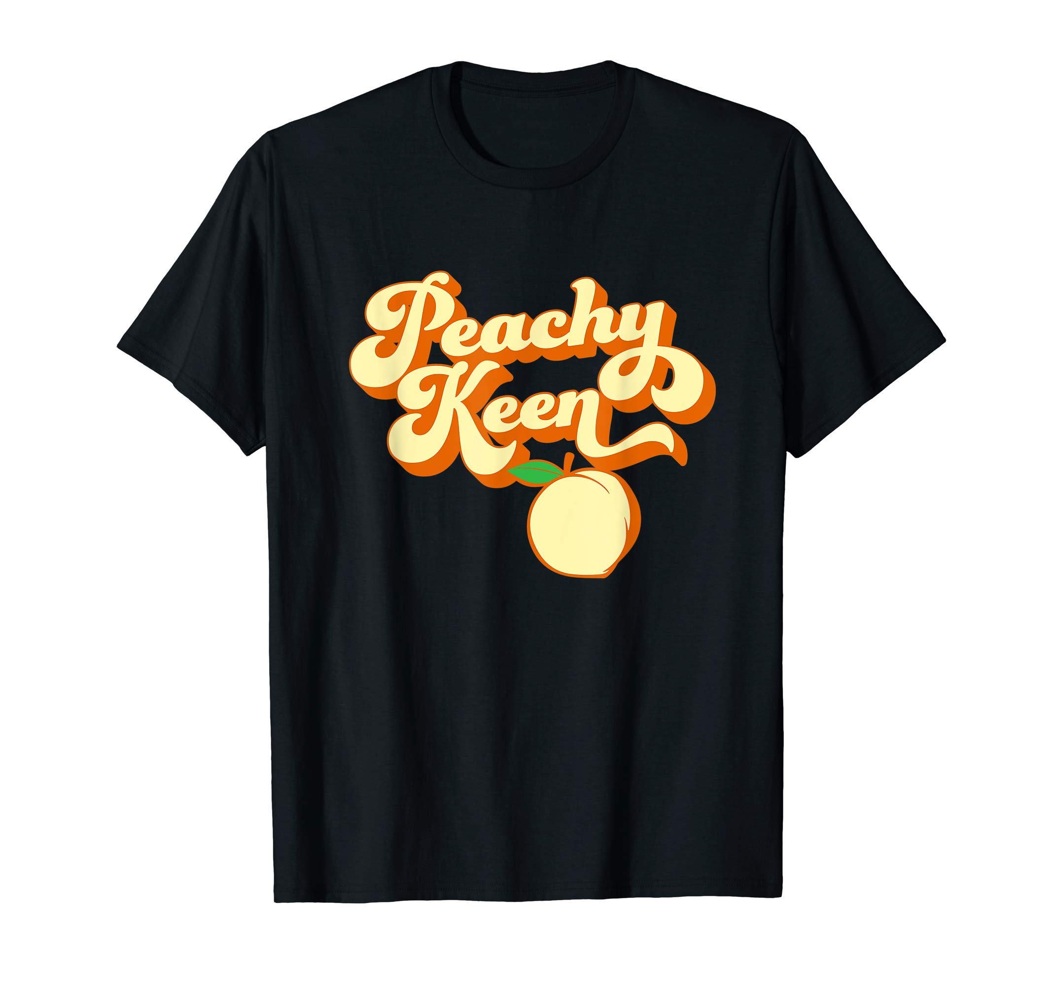 Retro 1980s Peachy KeenT-Shirt - Men's Black Classic Fit Crew Neck Short Sleeve T-Shirt - SmallOEKO-TEX STANDARD 100