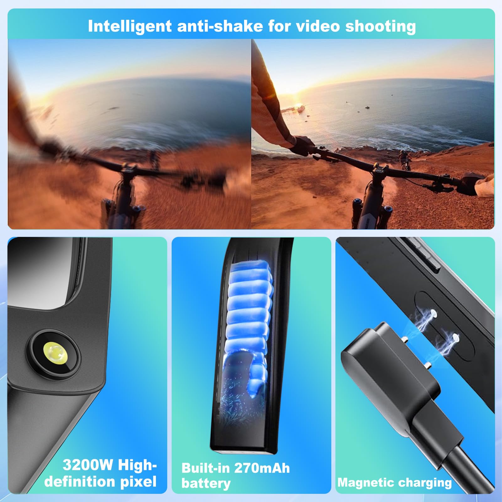 AI Smart Glasses 4K HD, 800 W, fotocamera anti-oscillazione, occhiali con registrazione video, doppi microfoni con cancellazione del rumore, traduzione simultanea, integrazione ChatGPT (lenti