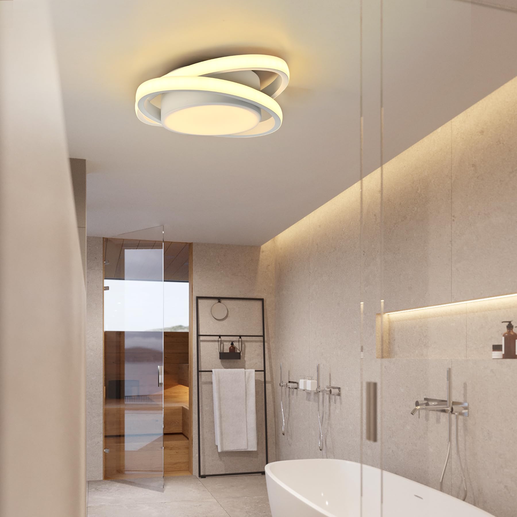 Plafonnier LED Ovale Moderne 34W 3825LM Blanc Froid 6500K - Éclairage Puissant Pour Salon, Chambre, Couloir