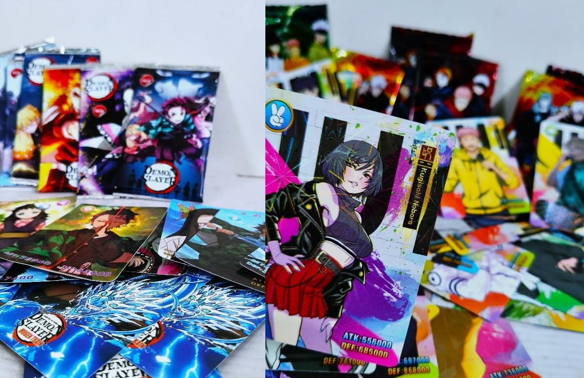 Prime Rare Anime Card 50 Pcs | Mix Pack Demon Slayer Cards 25 Pcs and Jujutsu Kaisen Cards 25 Pcs for Playing/Trading/Collection All Characters (HighAttributes Pack of 100 Pcs)-image-25