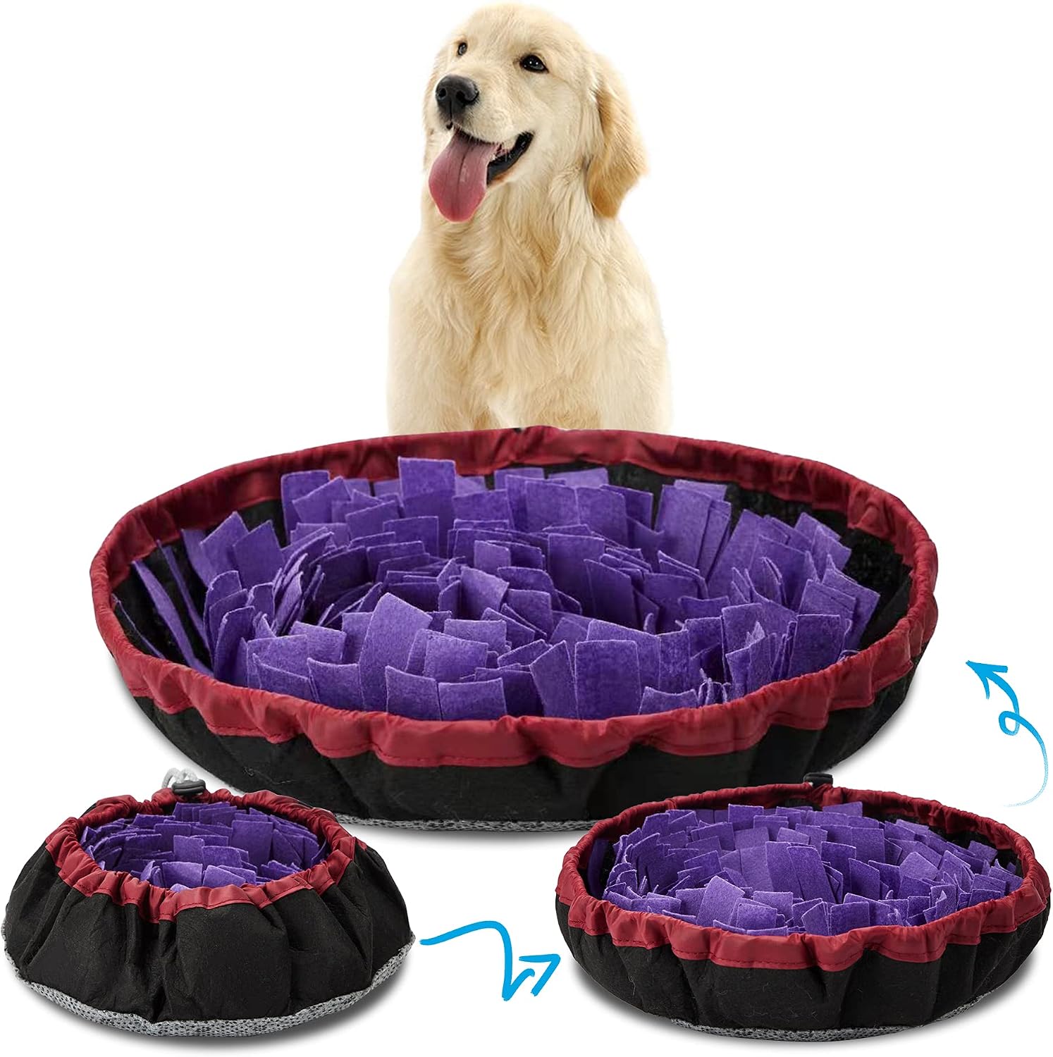 HomeMall Adjustable Snuffle mat for Dogs, Dog Puzzle Toys, Feeding Mat, Enrichment Pet Foraging mat for Smell Training and Slow Eating, Dog Treat Dispenser Indoor Outdoor Stress Relief