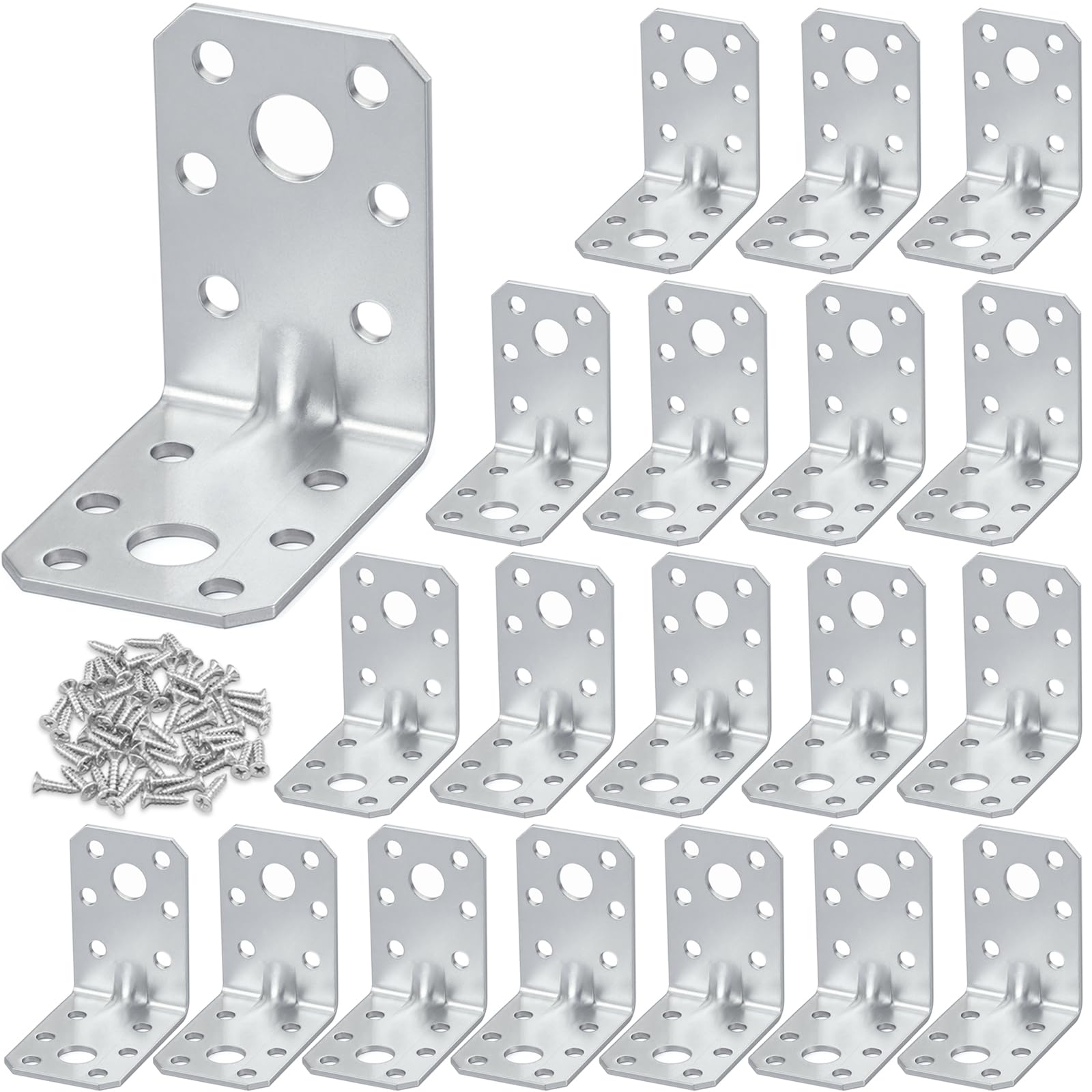 Hzxy L Brackets for Wood, 20 X Metal Corner Right Angle Brackets 50x50x35mm