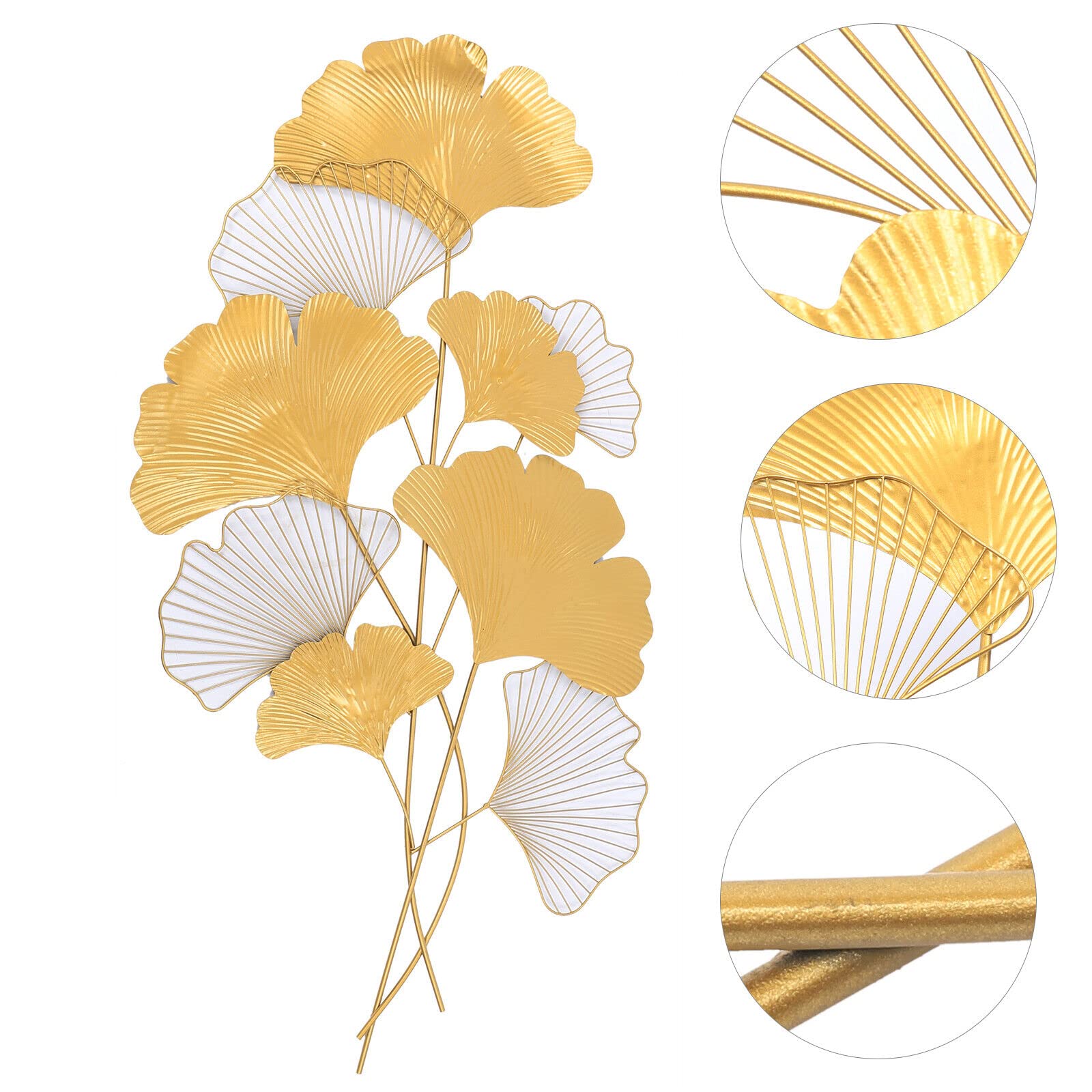 Decorazione da parete in metallo Gingko, 55 x 110 cm, sculture da parete, oggetto da parete metallizzato, stile shabby chic, decorazione 3D, decorazione in metallo, decorazione per il soggiorno