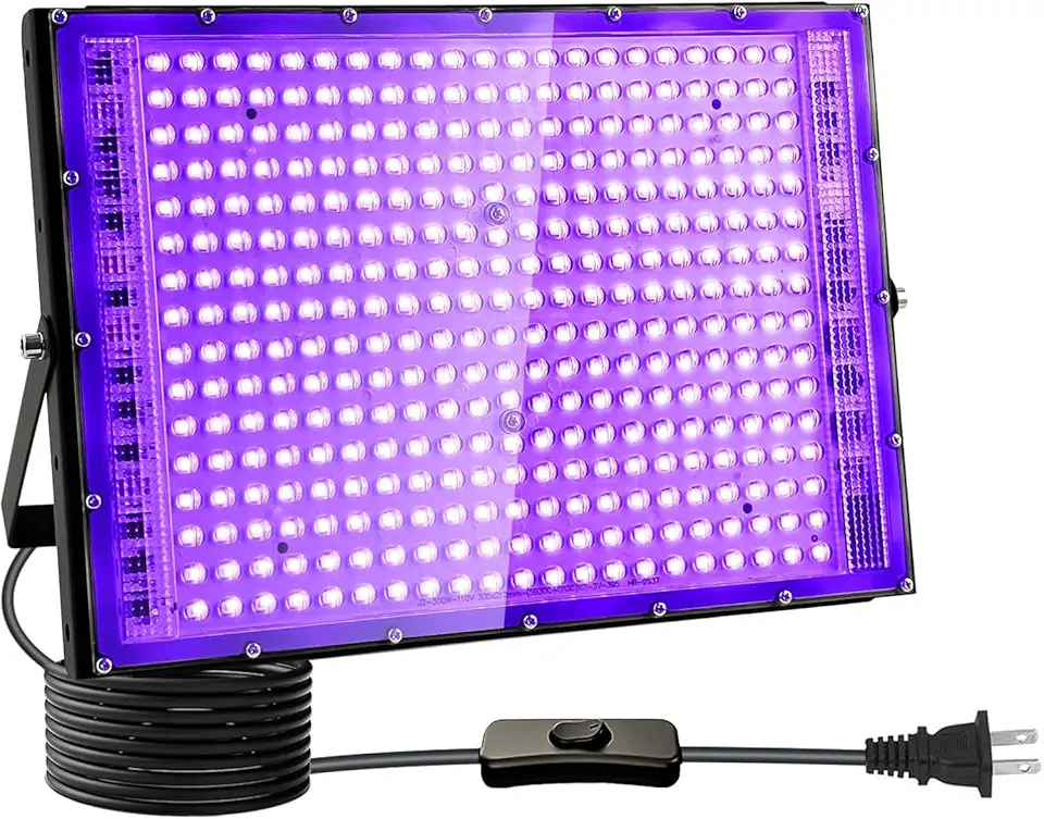 400W Lâmpada Led UV 220V, Luz Negra Refletor 220V, Lâmpada Led Uv, Luz Negra 400W, para Festas Glow, Festas Black Light, Halloween, Pintura Corporal, Brilho Neon, Pôsteres Fluorescentes