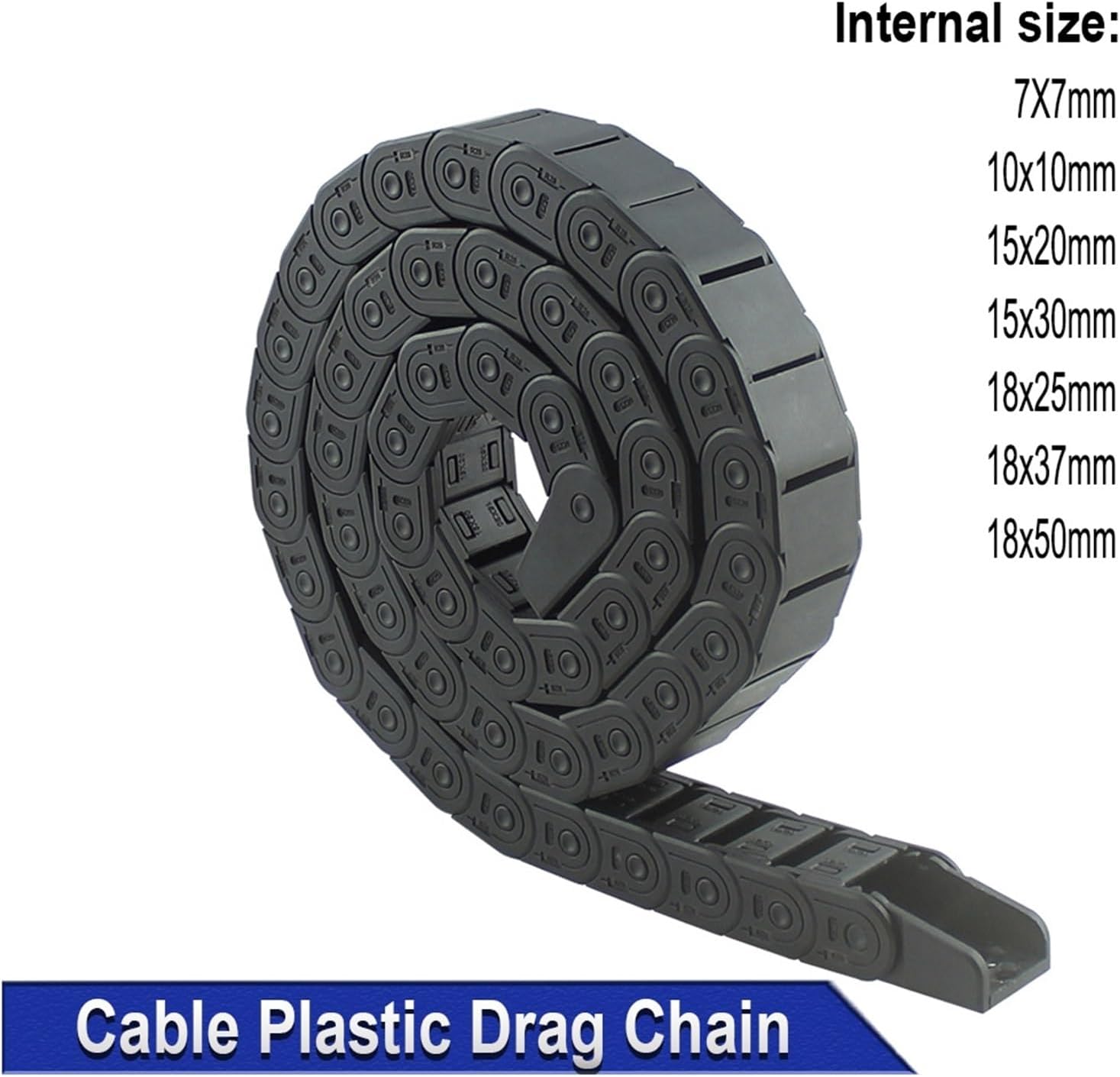 Cable Chain 10 * 10 15 * 20 15 * 30mm 18 * 50mm 1M Non-Opening Semi-Enclosed Plastic Drag Chain Drive Drag Chain Machine Leisurely(15x20 mm)