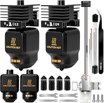 2Pack 0.2/0.4MM Hotend Kit for Bambu Lab P2S, High Speed Printing P2S Hotend with Heating Assembly Kit, 0.2/0.4/0.6MM P2S Nozzle Replacement Extruder Hot End for Bambu Labs P2S/P2SC/X2D 3D Printer