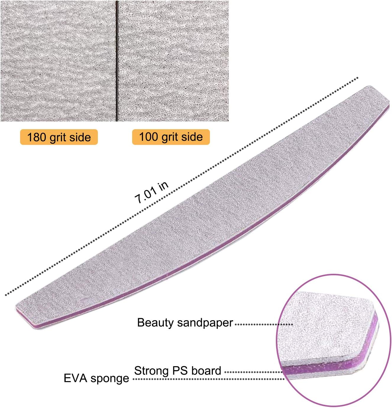 15 PCS Nail Files and Sanding Buffers Set - Sanluba Professional Manicure Tool 100 180 Grit Emery Boards 3 Sided Coarse Buffing Block 60/80 for Gel Acrylic Nails for Natural Nail Purple : Beauty & Personal Care