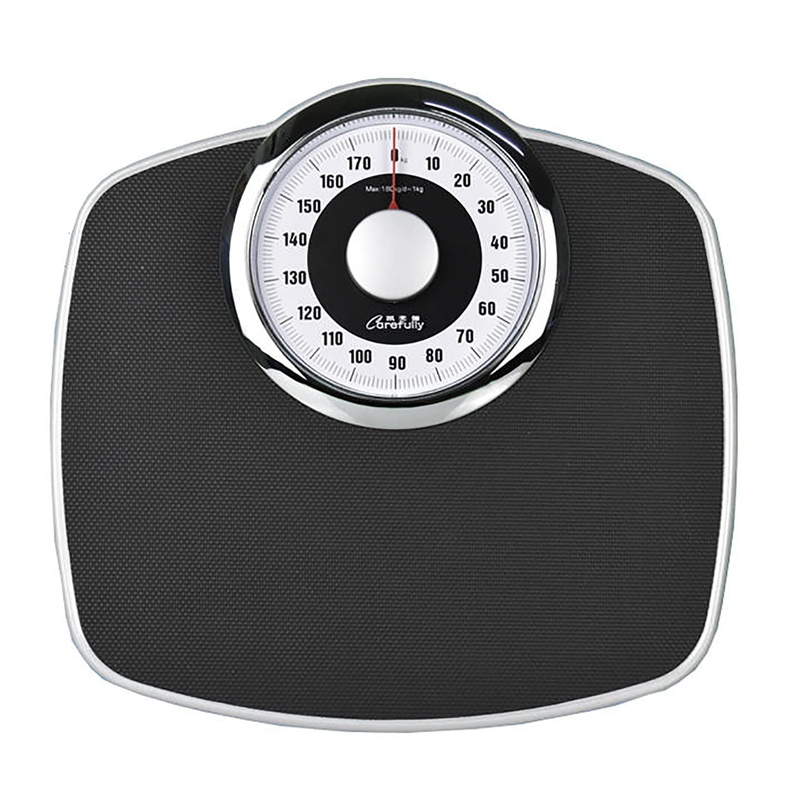Báscula de baño mecánica/báscula analógica para peso corporal/báscula de baño de alta precisión analógica, tapete texturizado negro con plataforma de metal duradero, impermeable y antideslizante