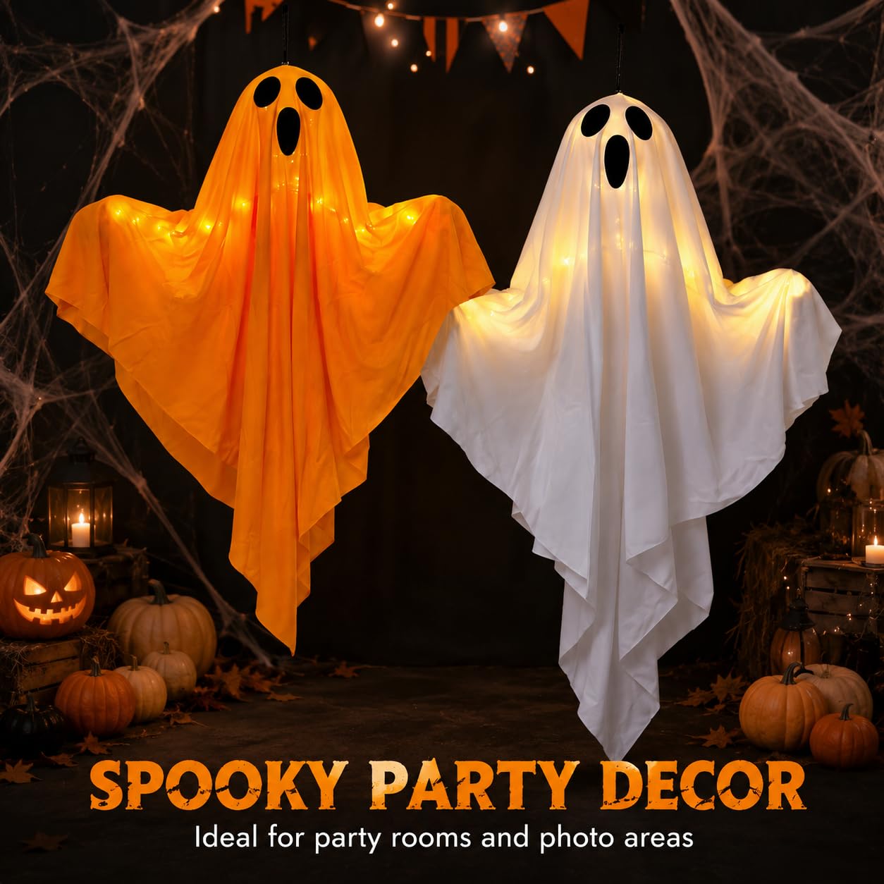 Decoración de Fantasma de Halloween,Fantasma Colgante Iluminado para Puerta