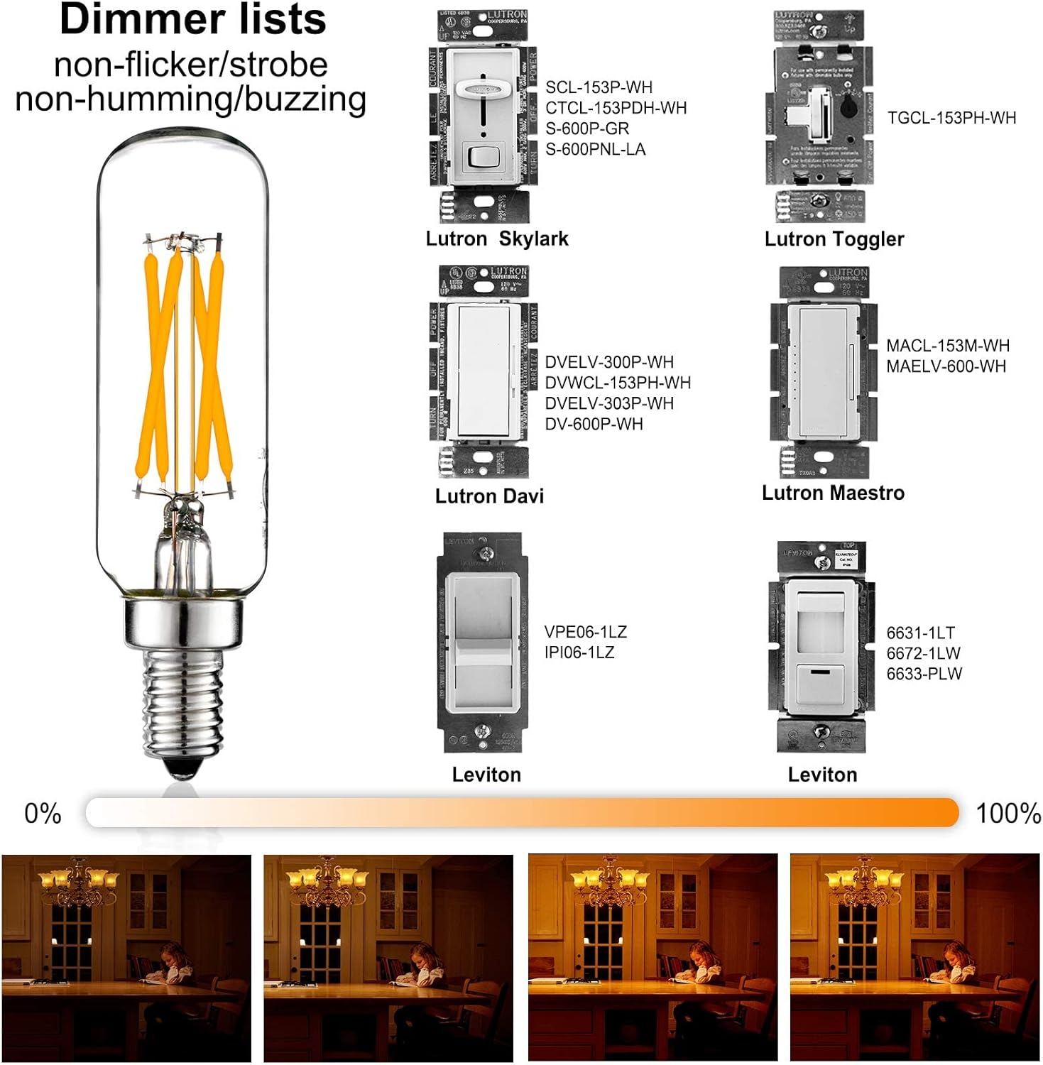 LiteHistory Bundle of Dimmable E26 Edison Bulb AC120V 6W=60W Tubular T10 Led Bulb and E12 LED Bulb Warm White 2700K T6 E12 Candelabra Bulb 60 watt for Chandeliers,Ceiling Fan,Pendant,Wall sconces