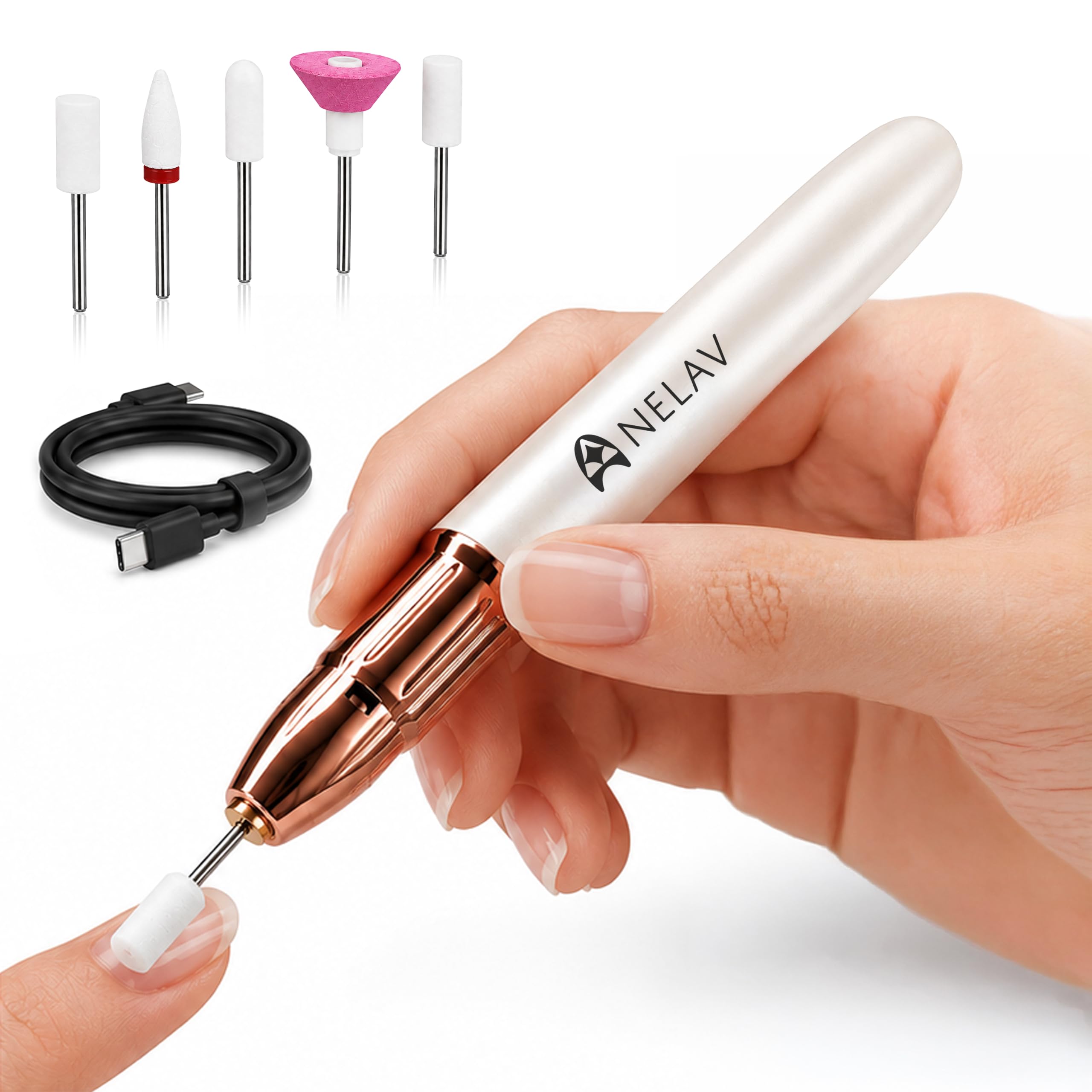 Fresa per Unghie Professionale Ricaricabile USB con 6 Testine Incluse