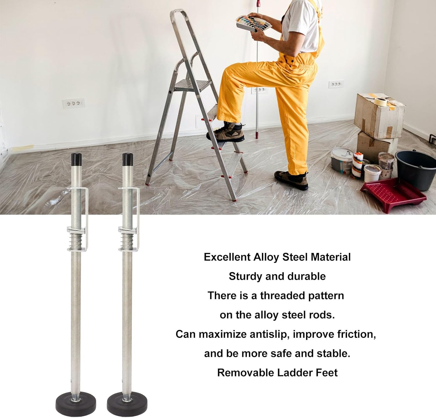 Adjustable Ladder Leveler with Rubber Feet for Stable Platform, Ground Level Support and Safety Upgrade, Easy Installation, Widely Used