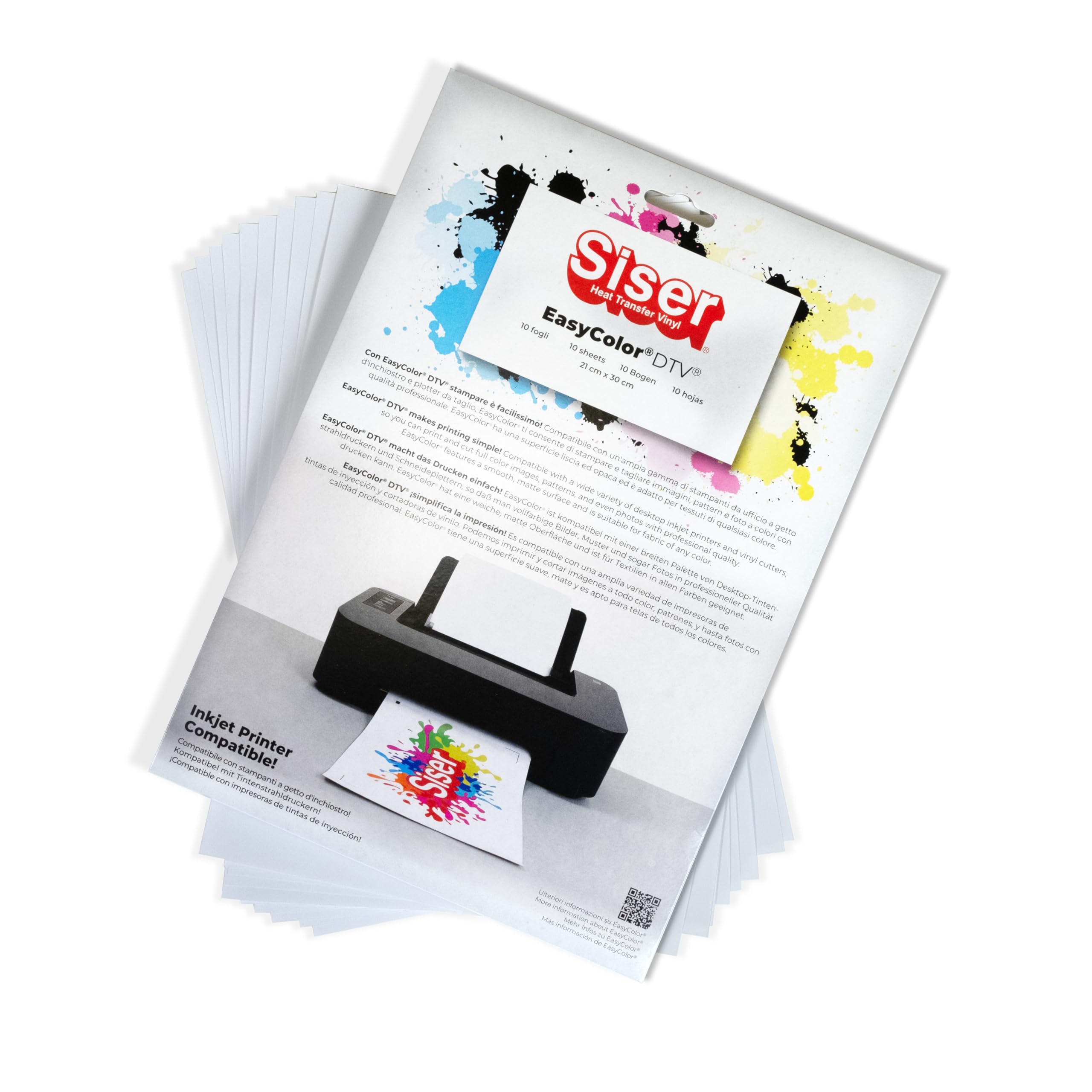 Siser EasyColor DTV – Set Da 50 Fogli A4 Di Termovinile Stampabile Per Tessuti Chiari E Scuri