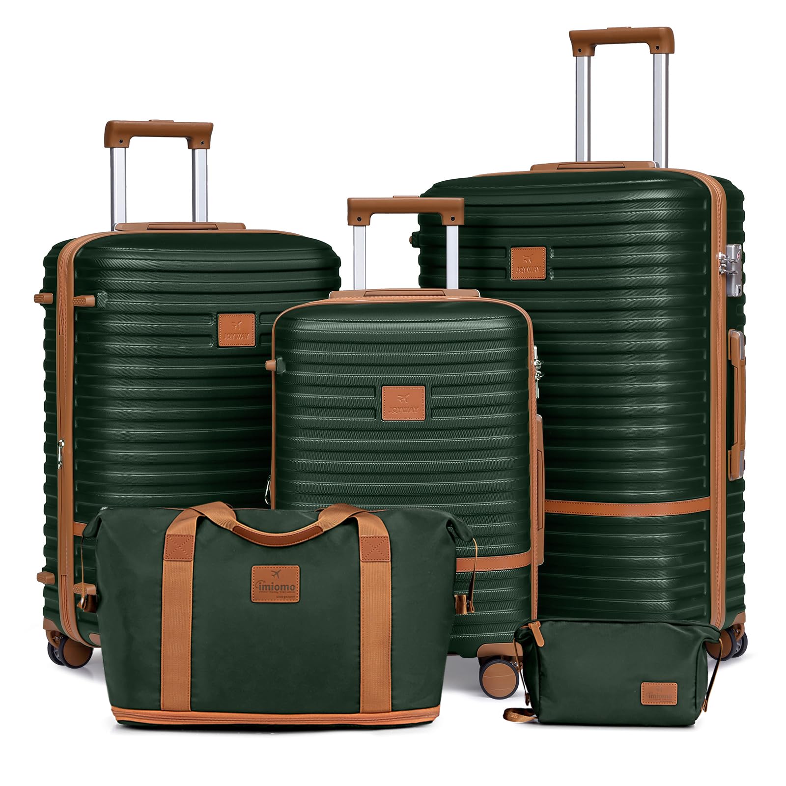 Joyway Set de Valises, 5 Pièces Valise de Voyage, Bagages Cabine à Grand Espace, roulettes à 360°, Serrure TSA et Compartiments Intérieurs, Incluant 1 Sac à Bandoulière et 1 Sac