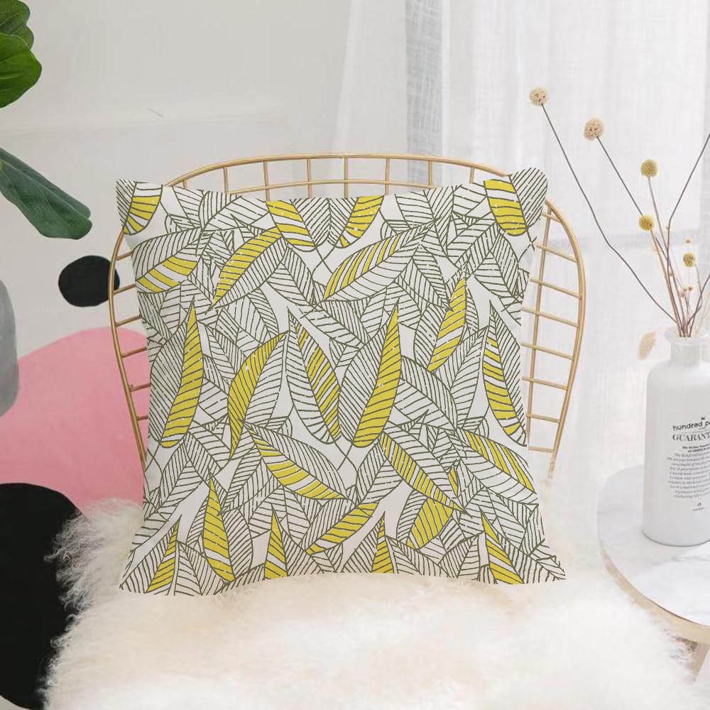 HYOSXW Cushion Cover,Throw Pillow Case Home Decorative for Living Room Bedroom Sofa Chair 16X16 Inch,Flowers, hand-drawn arrangement of yellow veins,Pillowcase 40X40cm