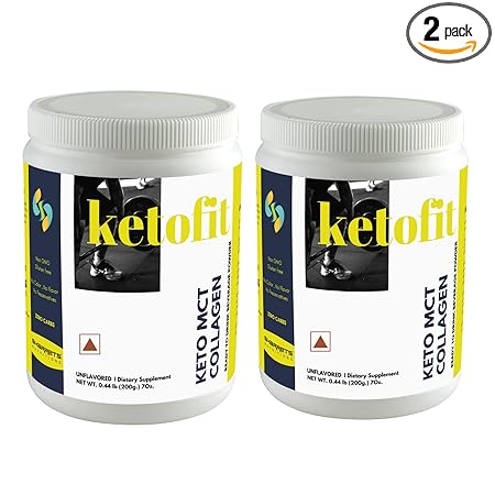 Sharrets KETOFIT Fish Collagen Peptides & MCT Powder, Keto Diet Supplements, 2 x 200g Unflavored - Halal Certified, Non GMO, Gluten Free