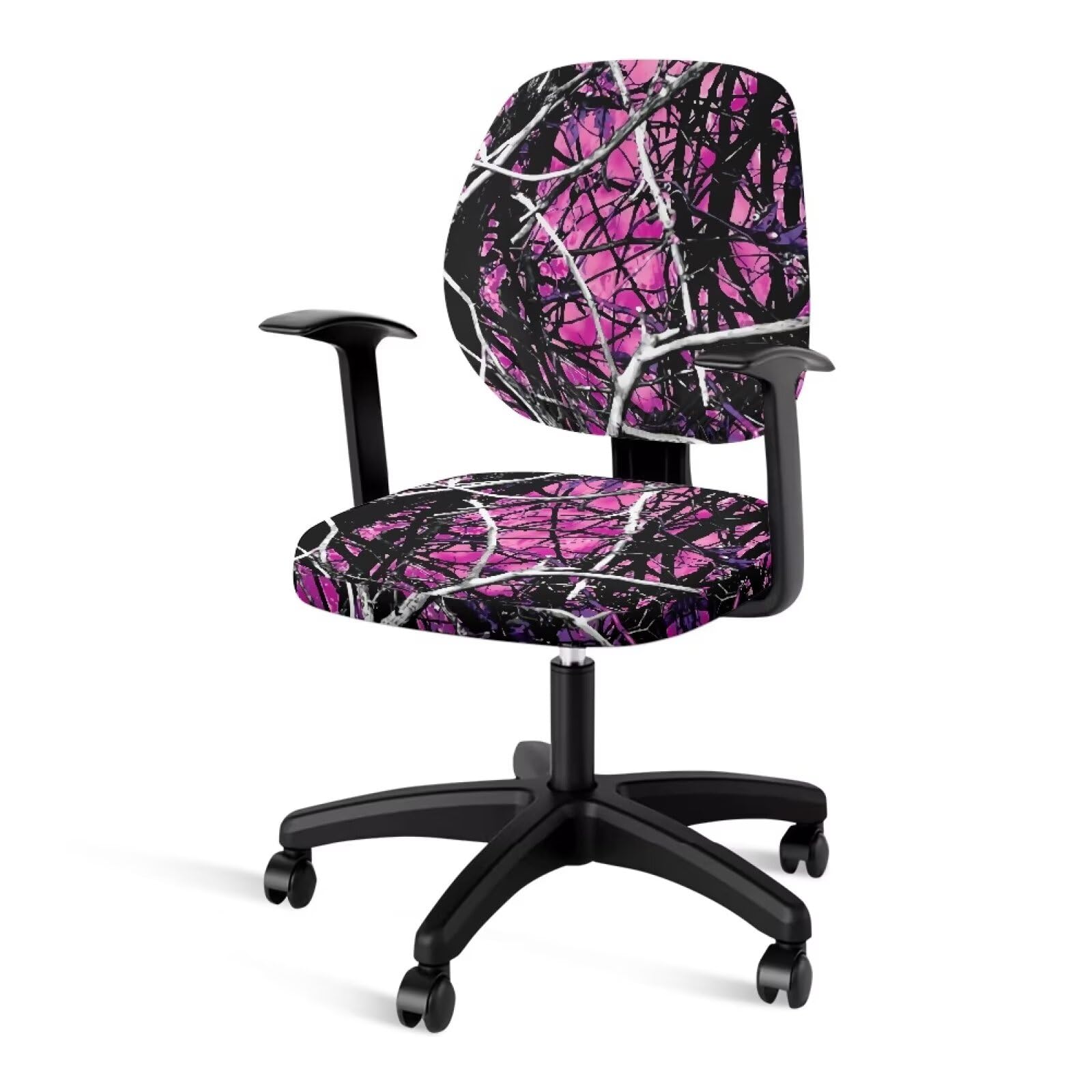 Xoenoiee Coprisedie per Sedia da Ufficio con Stampa Camouflage Albero Rosa Elasticizzate 2 Pezzi, Coprisedia Protettiva e Decorativa per Sedia da Computer